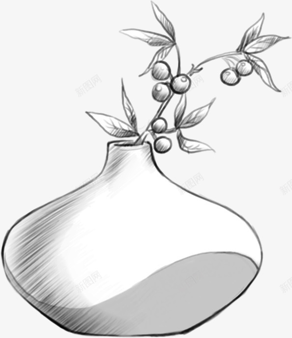 手绘素描合成室内装饰花瓶png免抠素材_新图网 https://ixintu.com 合成 室内 素描 花瓶 装饰