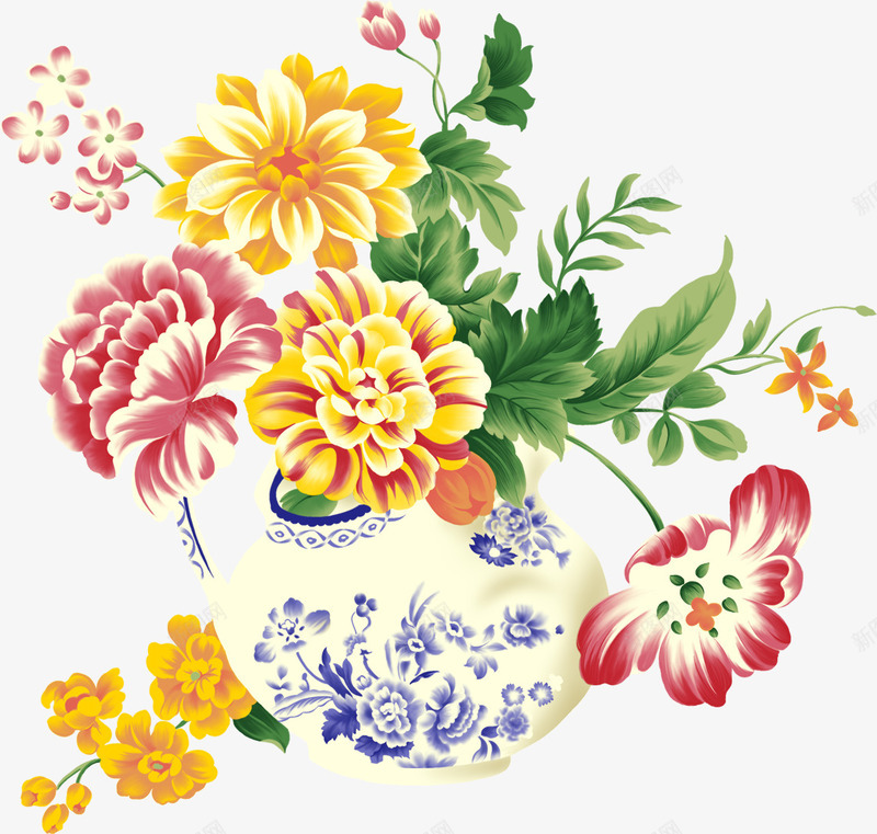 手绘彩色花朵摆件png免抠素材_新图网 https://ixintu.com 彩色 摆件 花朵