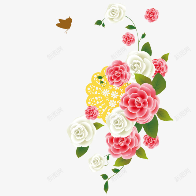 卡通粉色白色的绽放花朵png免抠素材_新图网 https://ixintu.com 卡通 白色 粉色 绽放 花朵