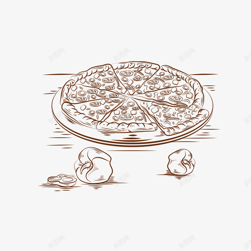 精美手绘意大利菜披萨矢量图ai免抠素材_新图网 https://ixintu.com 卡通 彩椒 快餐 意大利披萨 意大利菜 手绘 披萨 精美 矢量图