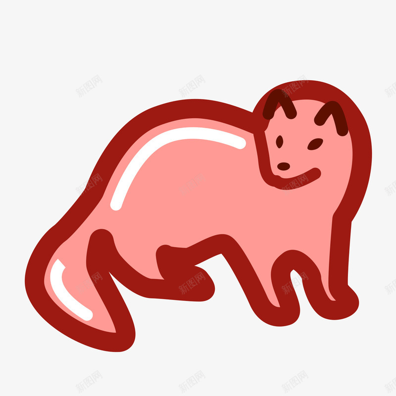 红色圆角手绘貂元素矢量图图标eps_新图网 https://ixintu.com 动物 卡通图标 圆角 扁平化 红色 耳朵 观察 貂 矢量图