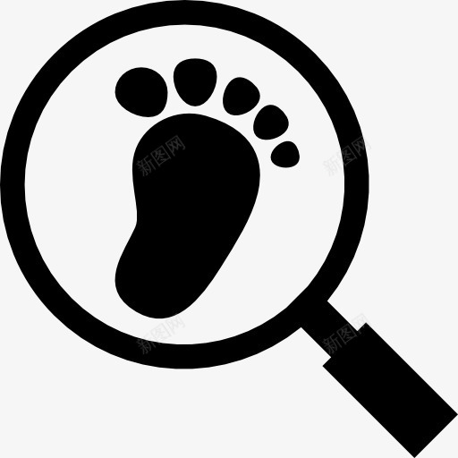 足迹图标png_新图网 https://ixintu.com 侦探 形状 搜索 放大镜 脚印