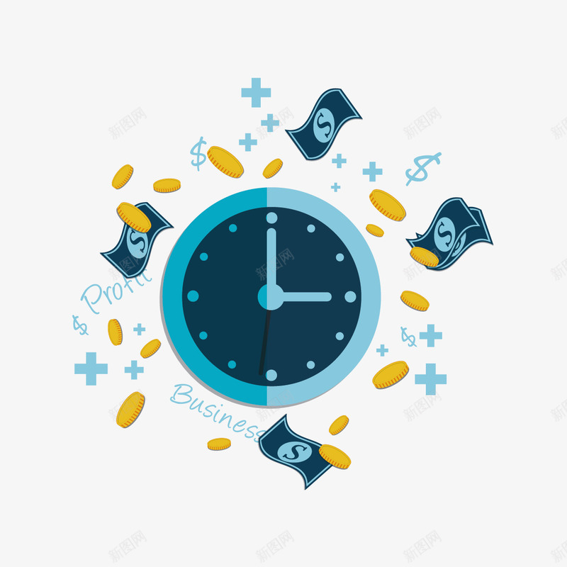 时间和金钱矢量图ai免抠素材_新图网 https://ixintu.com 时钟 时间 金融 金钱 矢量图