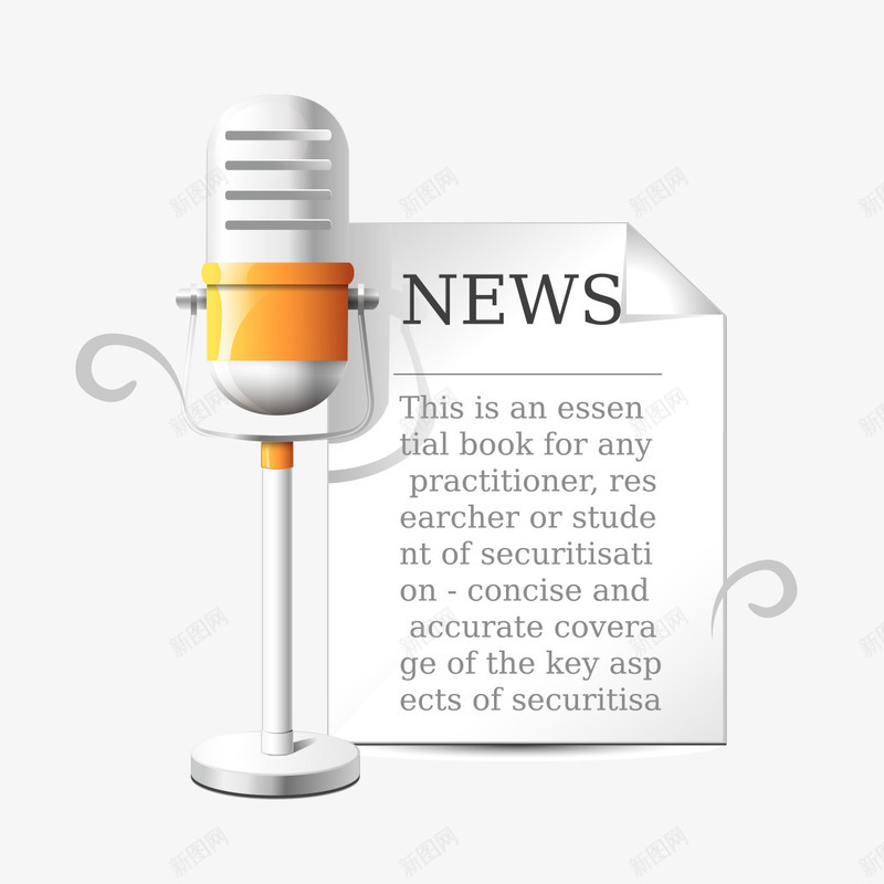 麦克风与新闻报纸png免抠素材_新图网 https://ixintu.com 报纸 新闻 新闻报纸 麦克风