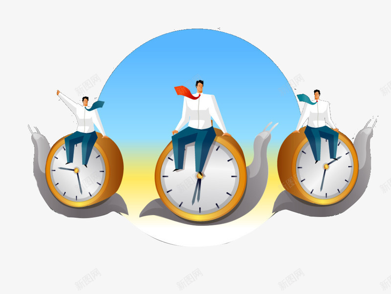 时钟上的人png免抠素材_新图网 https://ixintu.com 人 圆 时光隧道 时钟 蓝色