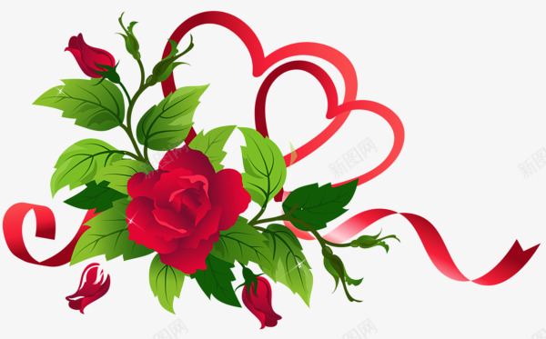 玫瑰花花边心形装饰png免抠素材_新图网 https://ixintu.com 心形 红玫瑰 花边