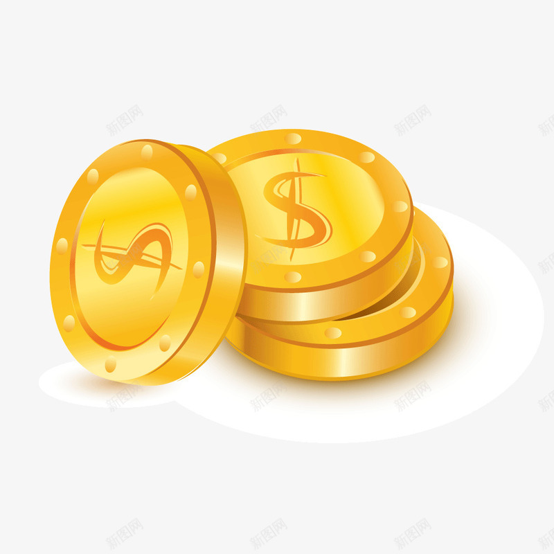金黄色硬币金钱矢量图ai免抠素材_新图网 https://ixintu.com 硬币 金钱 金黄色 矢量图