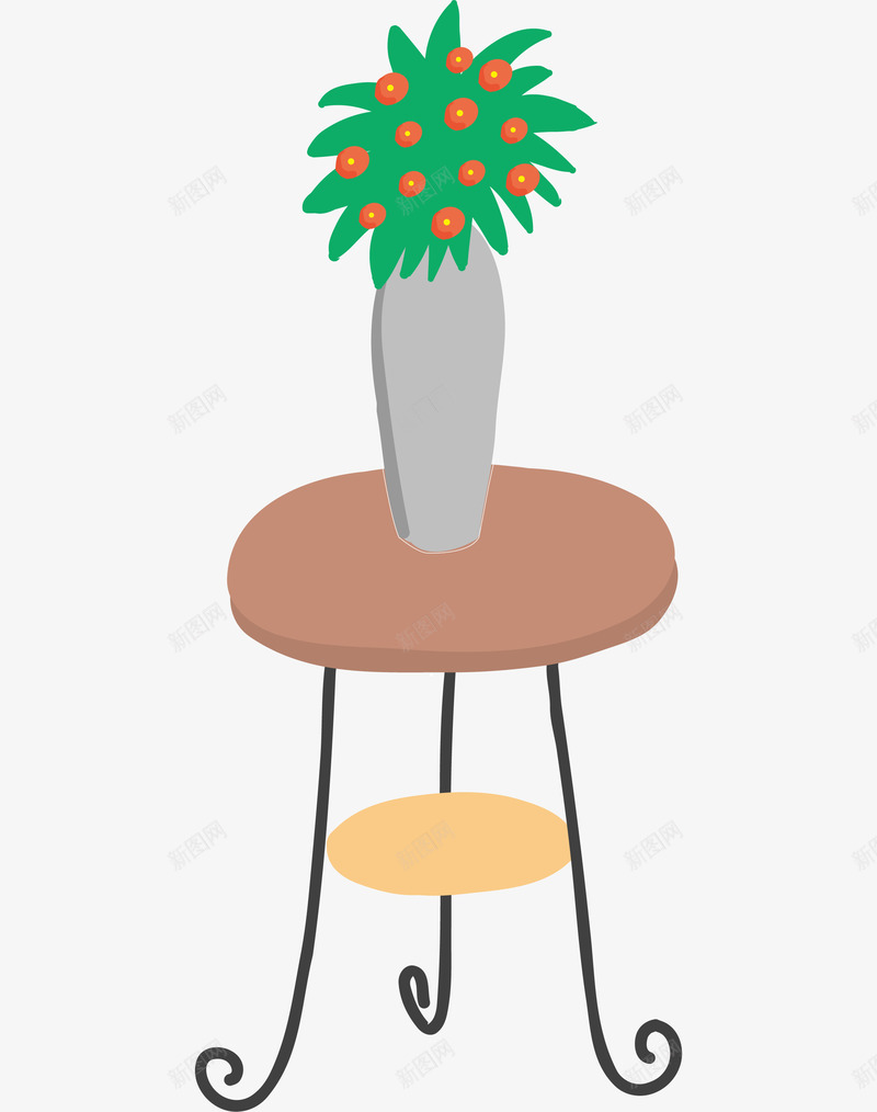 家居花架上的花盆花朵png免抠素材_新图网 https://ixintu.com 卡通 手绘图 摆件 植物 花朵 花架 花盆 装饰