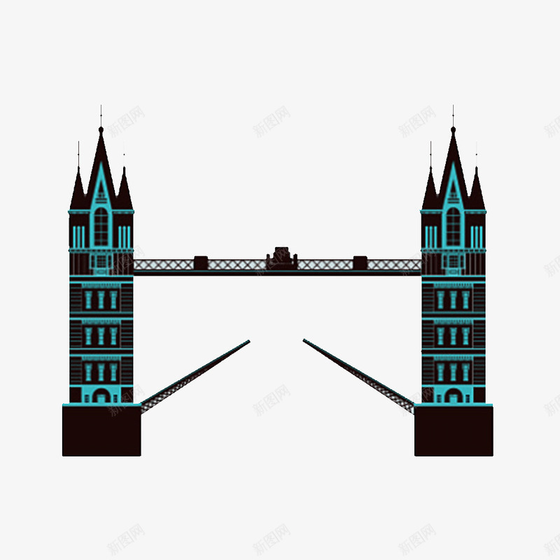 手绘伦敦塔桥png免抠素材_新图网 https://ixintu.com 伦敦 塔桥 建筑 手绘 英国 著名建筑