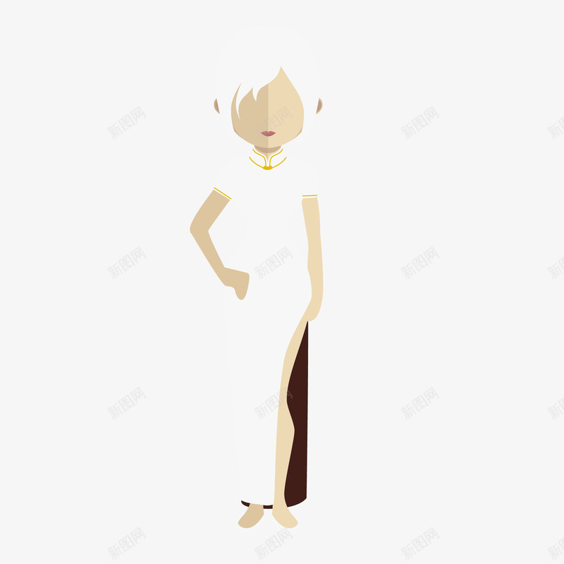 卡通穿白色旗袍的女性人物矢量图ai免抠素材_新图网 https://ixintu.com 人物设计 优雅 卡通 女性人物 白色旗袍 矢量图