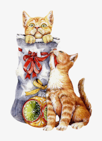 袜子里的猫png免抠素材_新图网 https://ixintu.com 卡通 圣诞袜 手绘 猫