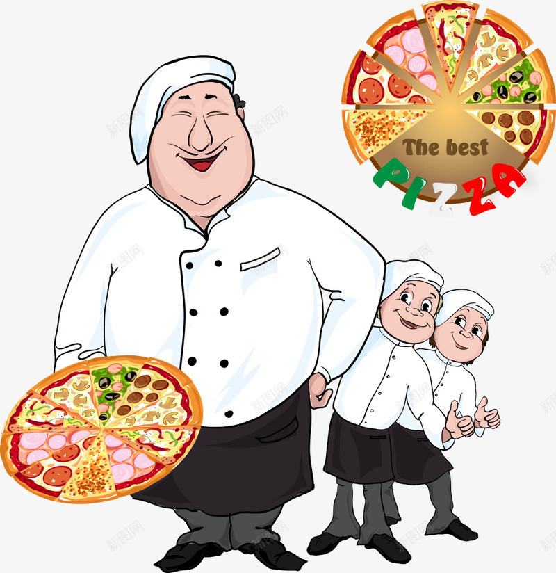 卡通披萨厨师png免抠素材_新图网 https://ixintu.com 卡通厨师 卡通披萨厨师 厨师 披萨厨师 矢量厨师