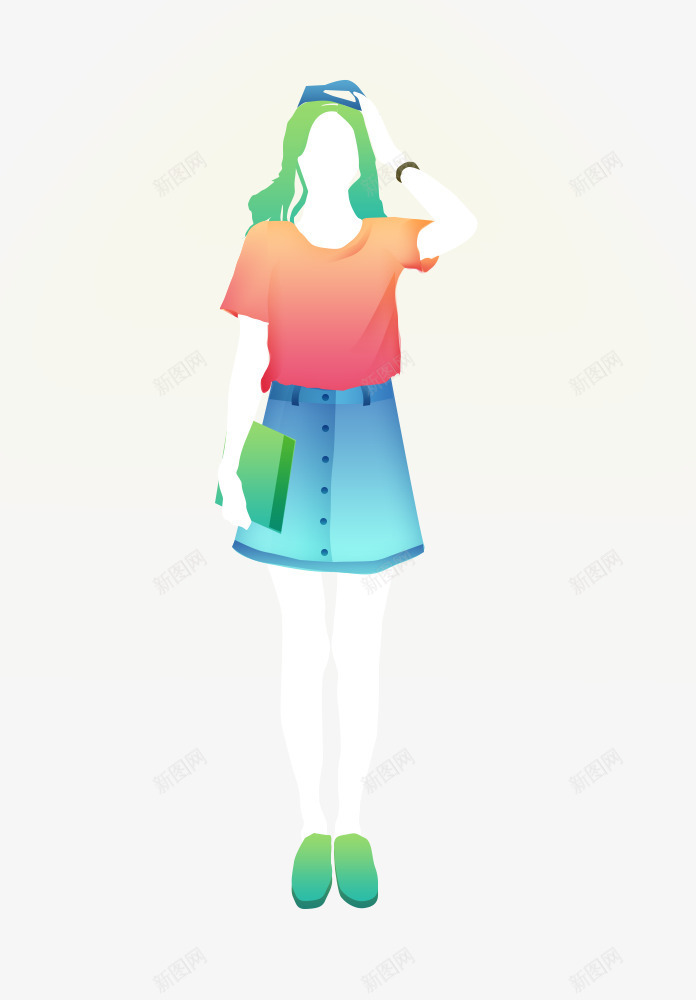 卡通渐变时尚女孩插画psd免抠素材_新图网 https://ixintu.com 卡通渐变人物 女孩插画 渐变 渐变人物 渐变女孩 渐变样式