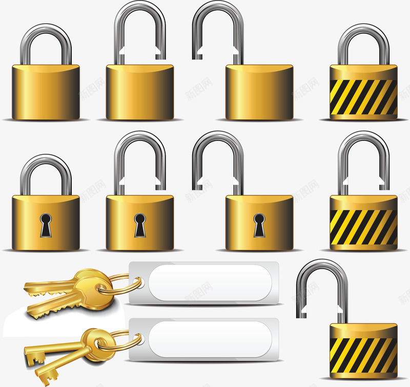 实用锁具钥匙矢量图ai免抠素材_新图网 https://ixintu.com 吊牌 实用 挂牌 钥匙 锁具 矢量图