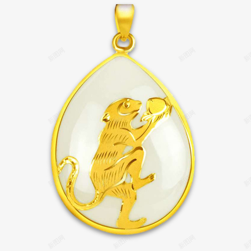 汉白玉猴子金镶玉吊坠png免抠素材_新图网 https://ixintu.com 吊坠 猴子 金镶玉 镶嵌 首饰