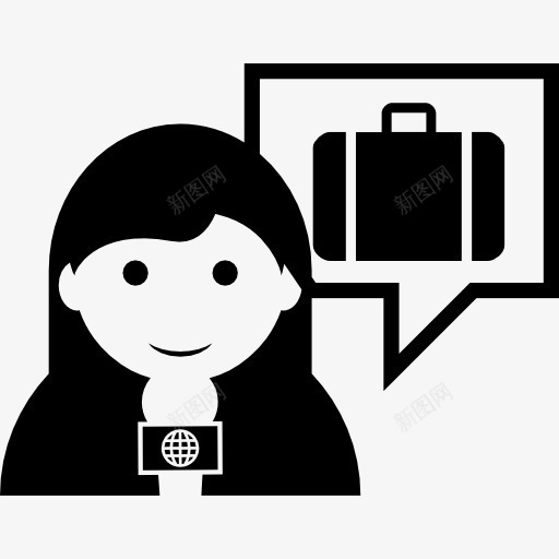 记者女谈论旅行图标png_新图网 https://ixintu.com 交谈 人 女 女人 新闻记者 旅行