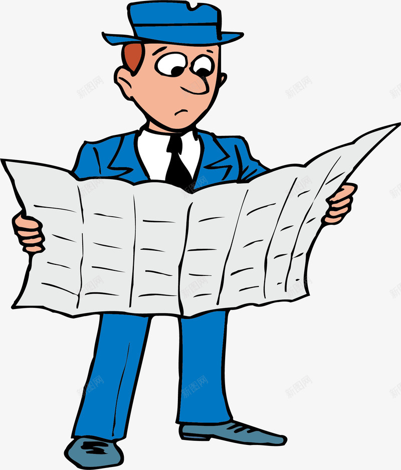 看报纸的人片矢量图eps免抠素材_新图网 https://ixintu.com 报纸 新闻 消息 矢量图