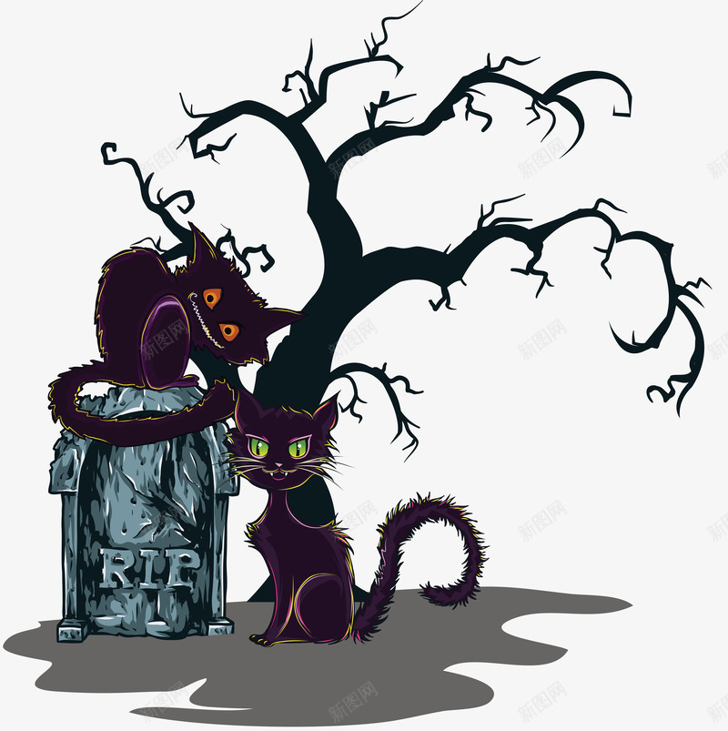 墓地里的黑猫png免抠素材_新图网 https://ixintu.com HALLOWEEN 万圣节 墓地 恐怖 惊吓 炸毛黑猫 鬼节 黑猫