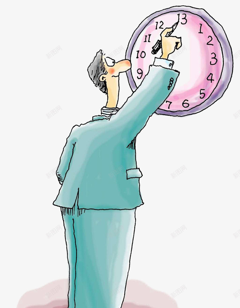 人与时钟png免抠素材_新图网 https://ixintu.com 人 插画 时间 简笔 简笔人