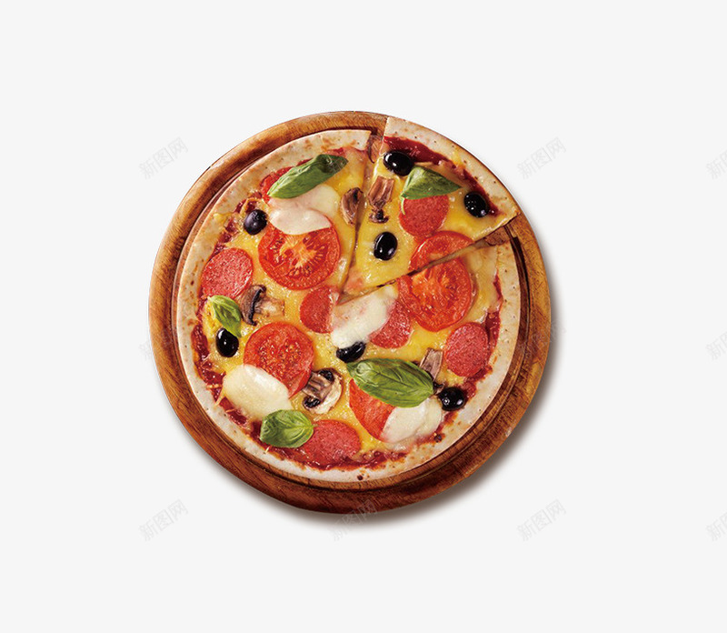 一盘披萨png免抠素材_新图网 https://ixintu.com 快餐 意大利薄饼 火腿 食物