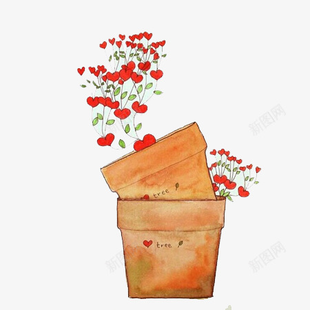 手绘花盆插画png免抠素材_新图网 https://ixintu.com 卡通 手绘 插画 花盆