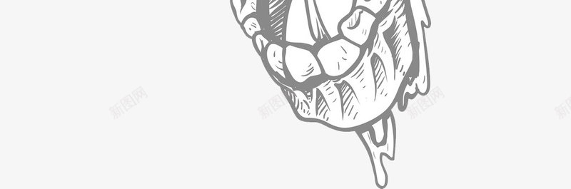 白描骷髅骨头png免抠素材_新图网 https://ixintu.com 头骨 恐怖 惊吓 线条