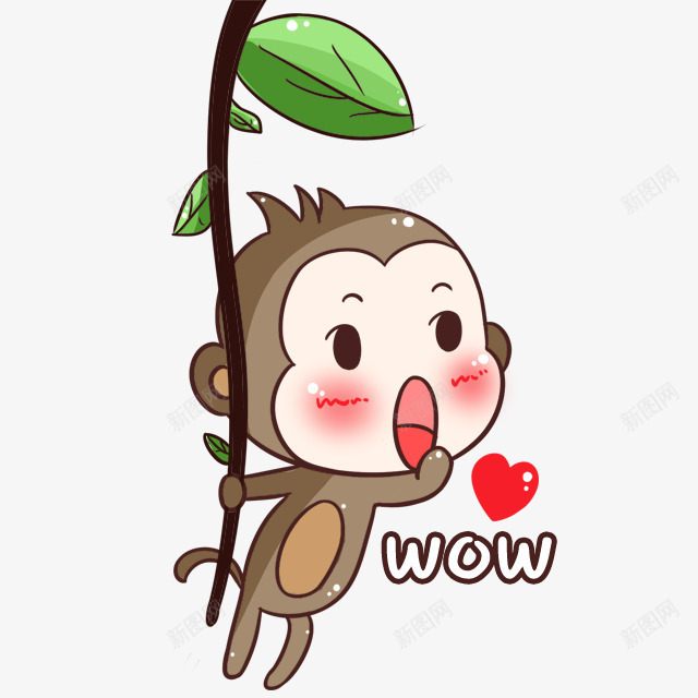 卡通藤蔓上的猴子png免抠素材_新图网 https://ixintu.com 卡通 猴子 藤蔓