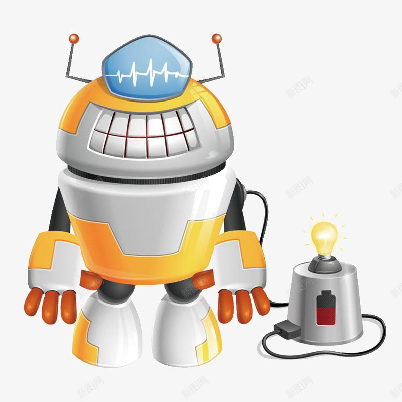 手绘充电机器人png免抠素材_新图网 https://ixintu.com 充电 充电中 卡通机器人 智能机器人 机器人 机器人素材