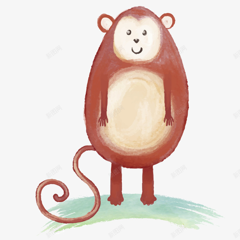 手绘猴子png免抠素材_新图网 https://ixintu.com 动物 可爱 装饰 长尾巴