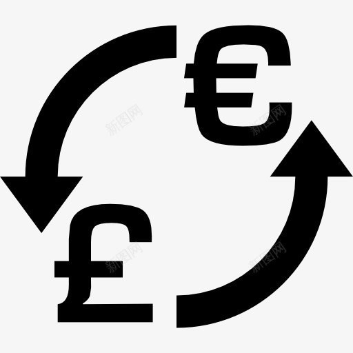 货币兑换欧元英镑图标png_新图网 https://ixintu.com 交换 商务 标志 欧元 符号 英镑 象征 钱 钱包 钱字符号 钱币兑换