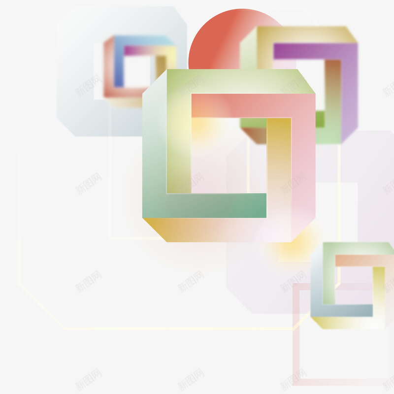 幻彩立体方框背景png免抠素材_新图网 https://ixintu.com