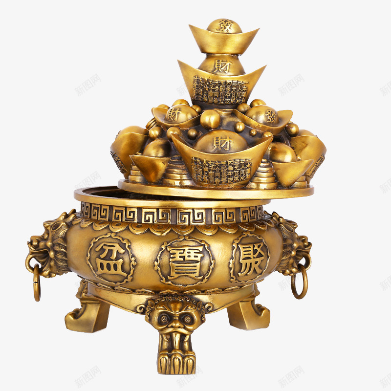 聚宝盆收纳罐png免抠素材_新图网 https://ixintu.com 复古 摆件 收纳罐 聚宝盆 装饰品 金色