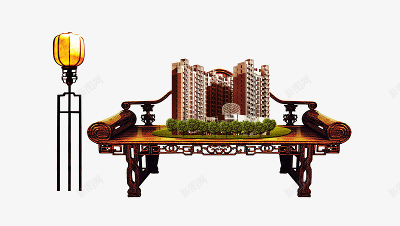 中国风复古灯八仙桌树丛高楼楼盘png免抠素材_新图网 https://ixintu.com 中国风 八仙桌 复古灯 树丛 楼盘 高楼