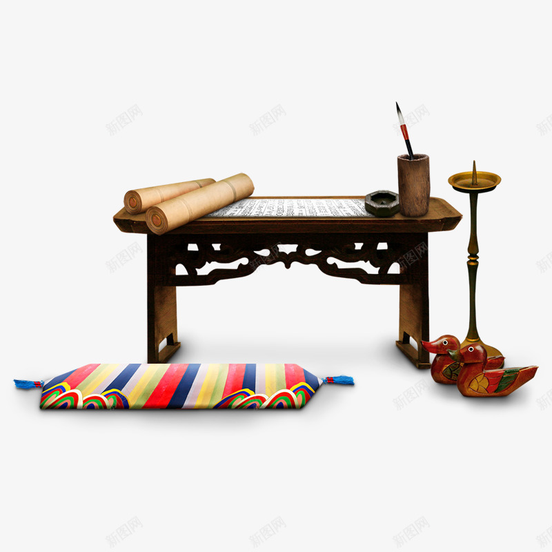 书桌png免抠素材_新图网 https://ixintu.com 家居摆件 家居装饰 工艺品 床头摆件 床头柜素材 花瓶