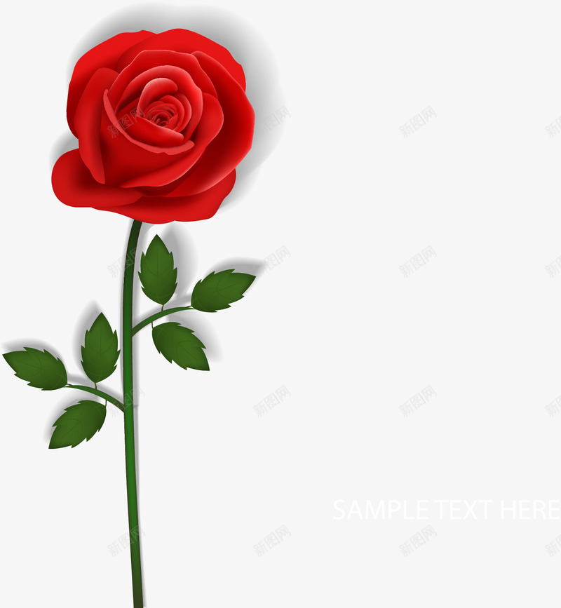 玫瑰花png免抠素材_新图网 https://ixintu.com 扁平化 玫瑰花 红色