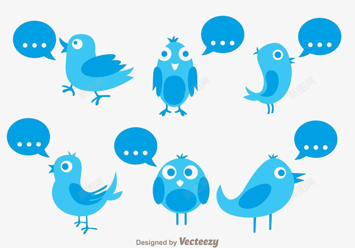 可爱Twitter的鸟psd免抠素材_新图网 https://ixintu.com Twitter 可爱 对话框 手绘 矢量元素 蓝色 鸟