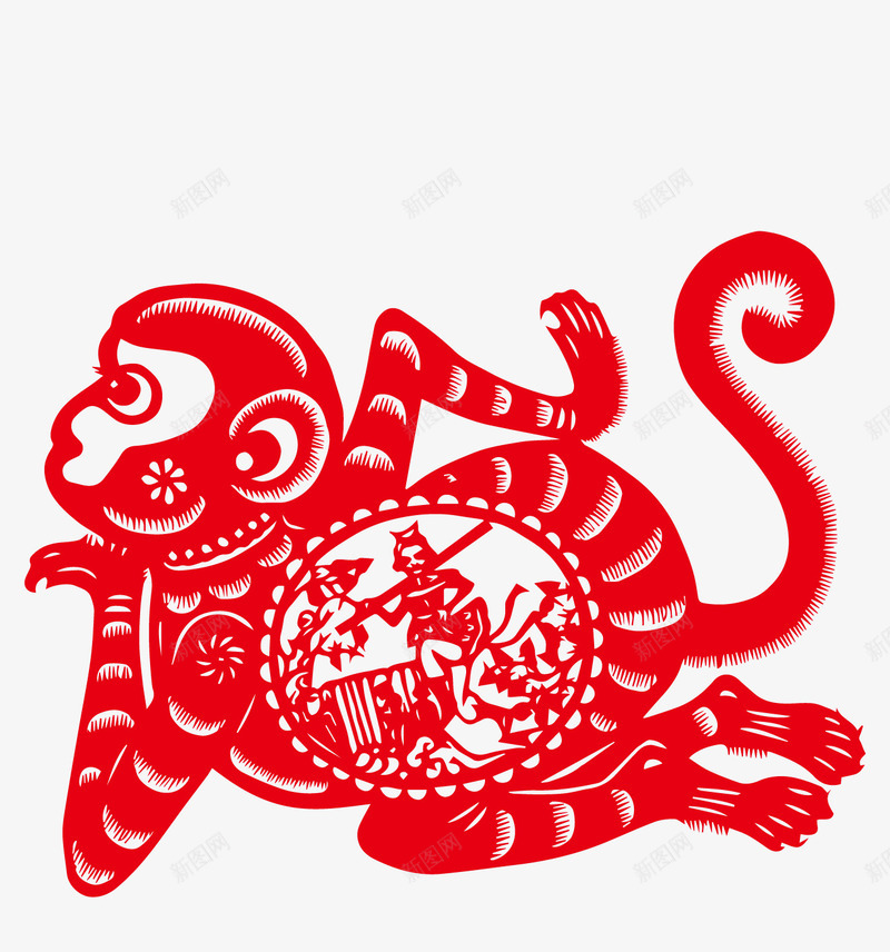 剪纸猴子png免抠素材_新图网 https://ixintu.com 剪纸猴子
