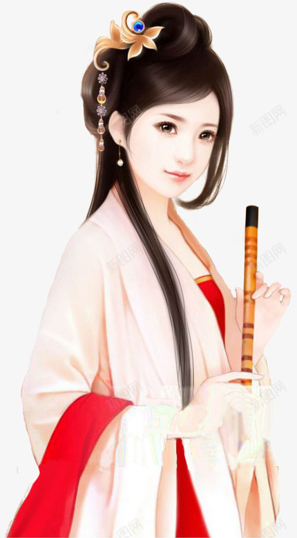 古典手绘优雅才女png免抠素材_新图网 https://ixintu.com 优雅 古典 才女