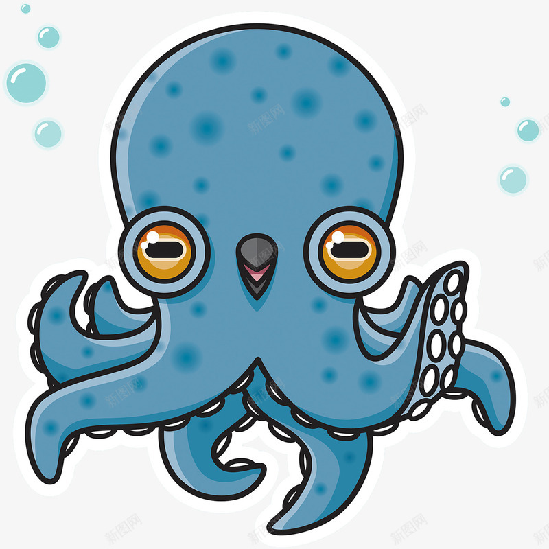 卡通章鱼png免抠素材_新图网 https://ixintu.com 卡通鱿鱼 插画 章鱼足 触须