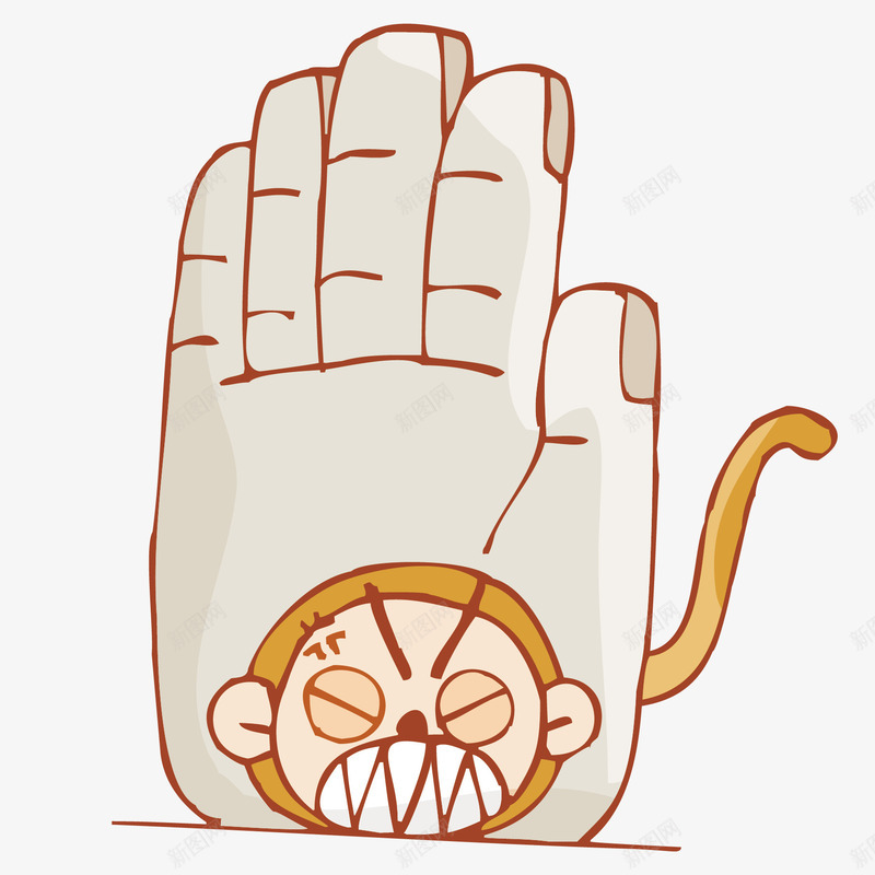 掌心里的猴子png免抠素材_新图网 https://ixintu.com 动物 卡通 手绘 猴子