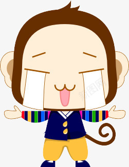卡通猴子png免抠素材_新图网 https://ixintu.com 伤心 心情不好 流泪 猴子 难过