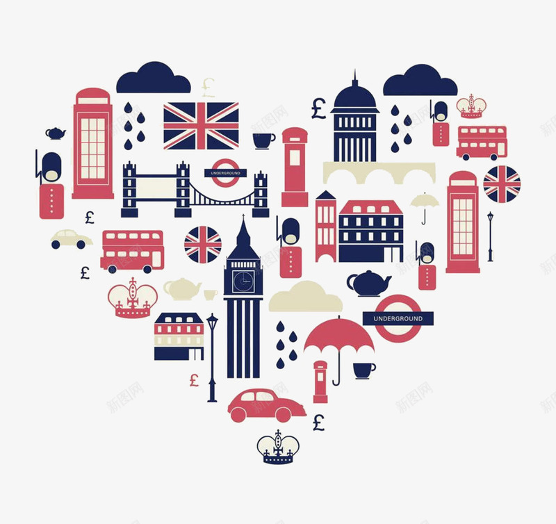 心形英国伦敦元素矢量图ai免抠素材_新图网 https://ixintu.com 伦敦元素矢量素材 卡通伦敦矢量素材 英国元素 矢量图