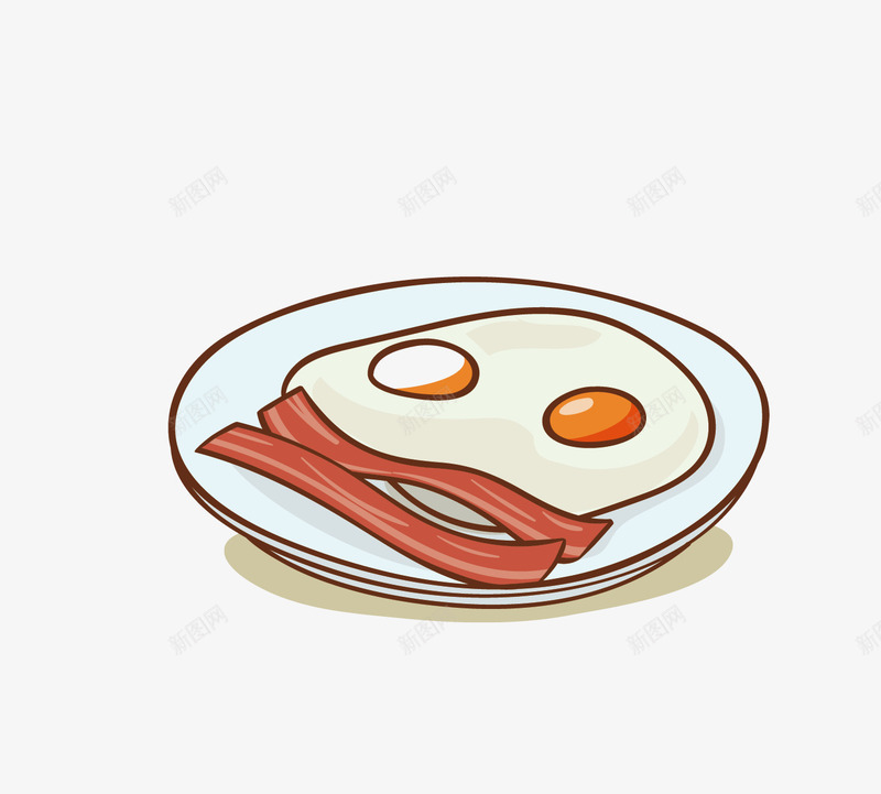 培根煎蛋png免抠素材_新图网 https://ixintu.com 描边卡通食物 早晨晚餐 矢量描边食物