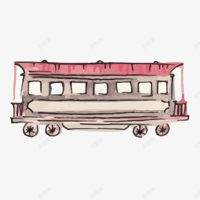 手绘红色火车车厢png免抠素材_新图网 https://ixintu.com 卡通火车 卡通车厢 手绘火车 火车厢 红色车厢