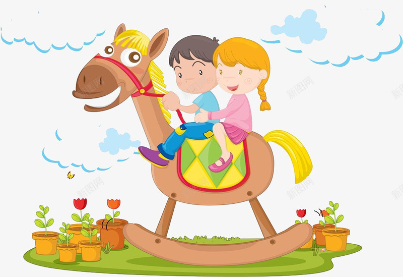 小孩骑木骆驼png免抠素材_新图网 https://ixintu.com 动物 卡通手绘 四条腿的 沙漠动物 背上山峰 驼峰 驼队 骆驼 骑骆驼