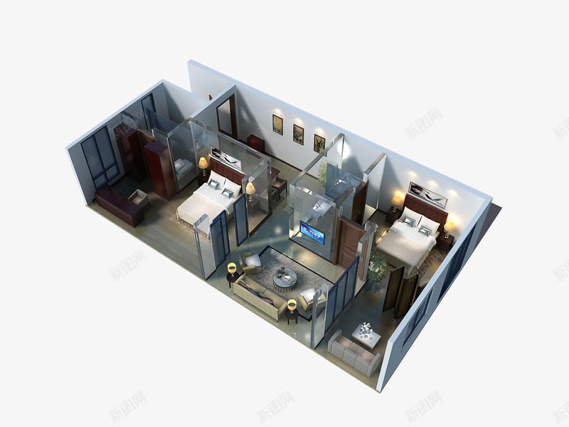 室内房型鸟瞰png免抠素材_新图网 https://ixintu.com 图片 室内 房型 鸟瞰