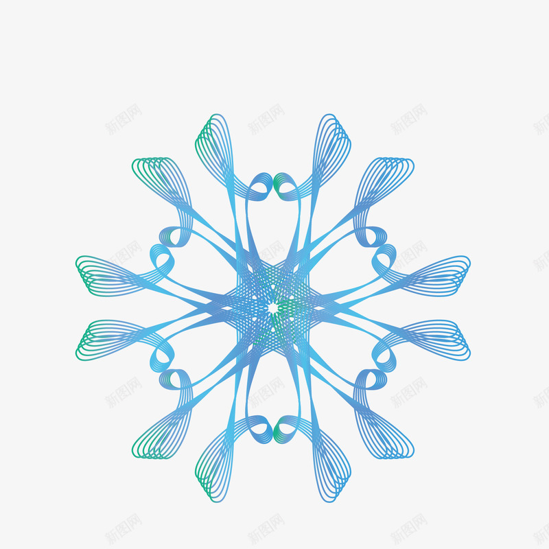 蓝绿色花朵png免抠素材_新图网 https://ixintu.com 描边 线型花纹 绿色 花色 蓝色