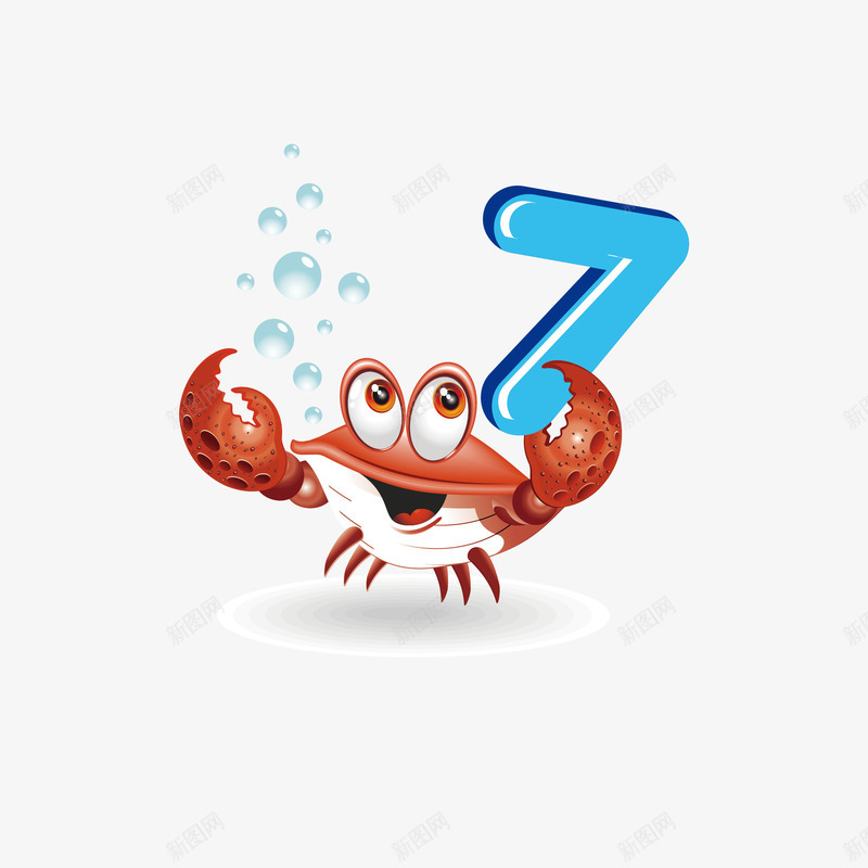 蓝色数字7的螃蟹矢量图eps免抠素材_新图网 https://ixintu.com 卡通螃蟹 可爱的螃蟹 可爱螃蟹 数字7 立体数字 蓝色数字7 螃蟹 矢量图