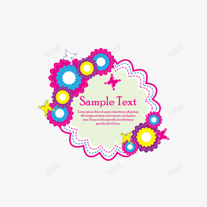卡通促销标签png免抠素材_新图网 https://ixintu.com 吊牌 花朵 蝴蝶