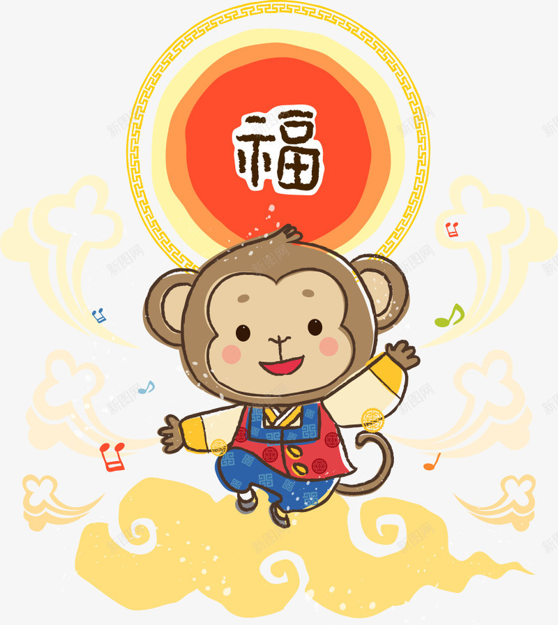 小猴子png免抠素材_新图网 https://ixintu.com 动物 动物插画 卡通动物 卡通小猴子 水彩 生肖动物 生肖小猴子 矢量动物